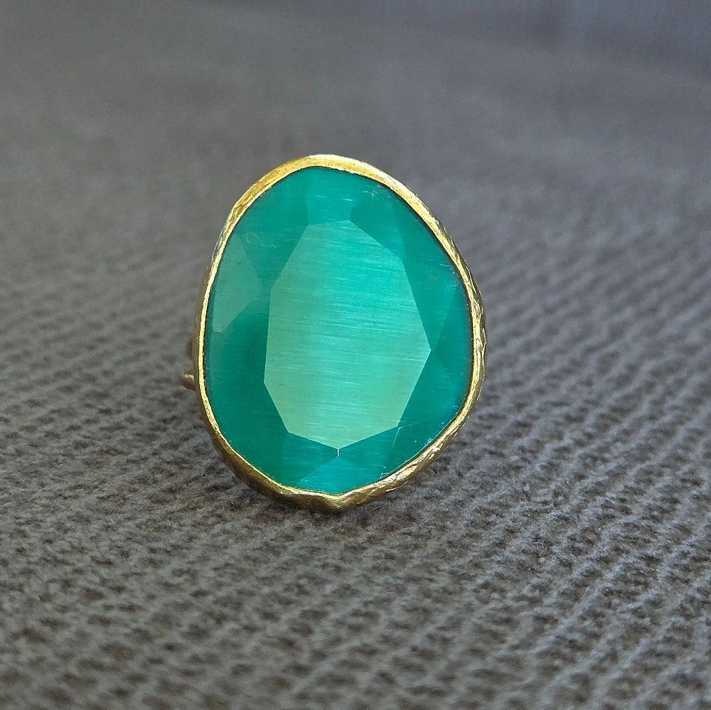 Zeyzey Faceted Green💚 Agate Statement Ring💍 - Picture 2 of 16